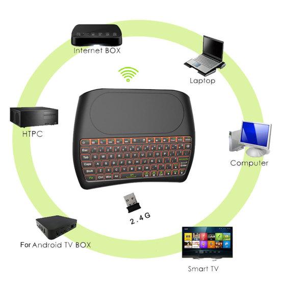 D8 Mini Colorful Backlight Wireless Keyboard Air Mouse Touchpad for Smart TV
