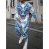 Spring And Fall Men's Long Sleeve Pant 2pcs Sets Dragon Striped 3D Animal Print Man Set Everyday Fashion Men Long Sleeved Tshirt