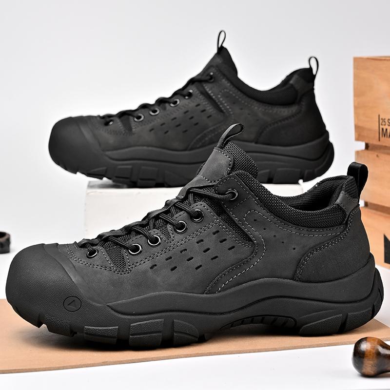 Fashion Outdoor Anti Slip Men's Hiking Shoes Luxury Man Leisure Climbing Shoes Genuine Leather Thick Bottom Fashion Jogging Mens Shoes