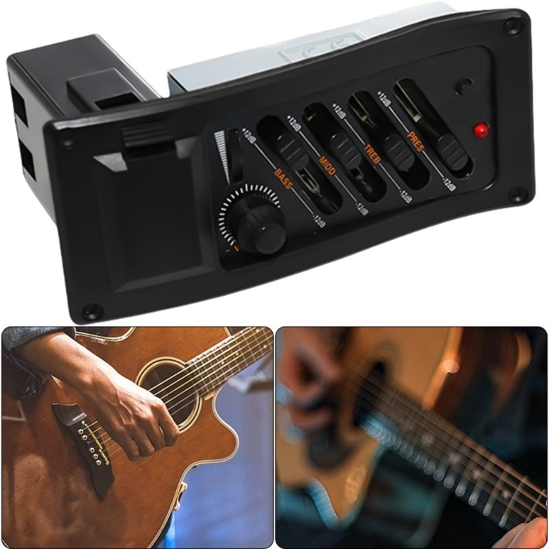 Guitar Pickup 4-Bands Acoustic Guitar Pickup Electric Guitar Equalizer Volumes Control Preamp Amplifier Equalizer Pickup