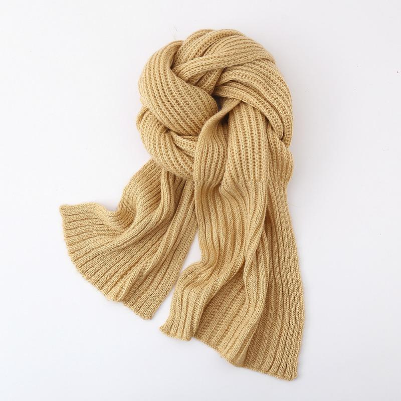 Autumn and winter versatile knitted wool scarf women's new high-end solid color couple scarf high quality
