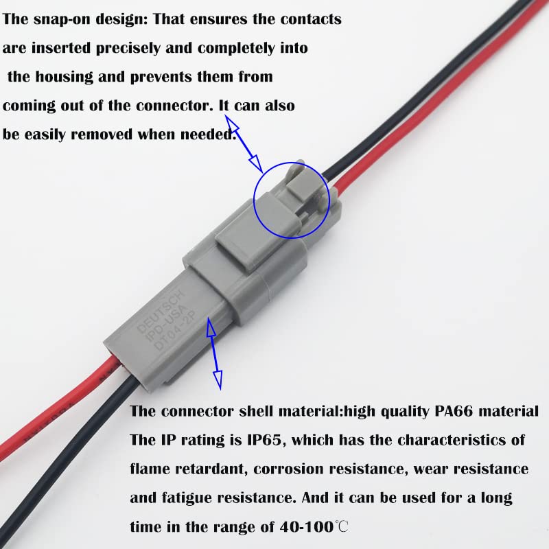 CESFONJER DT Connector, 2 Pin Way Seal Gray Male and Female Automatic Waterproof Electrical