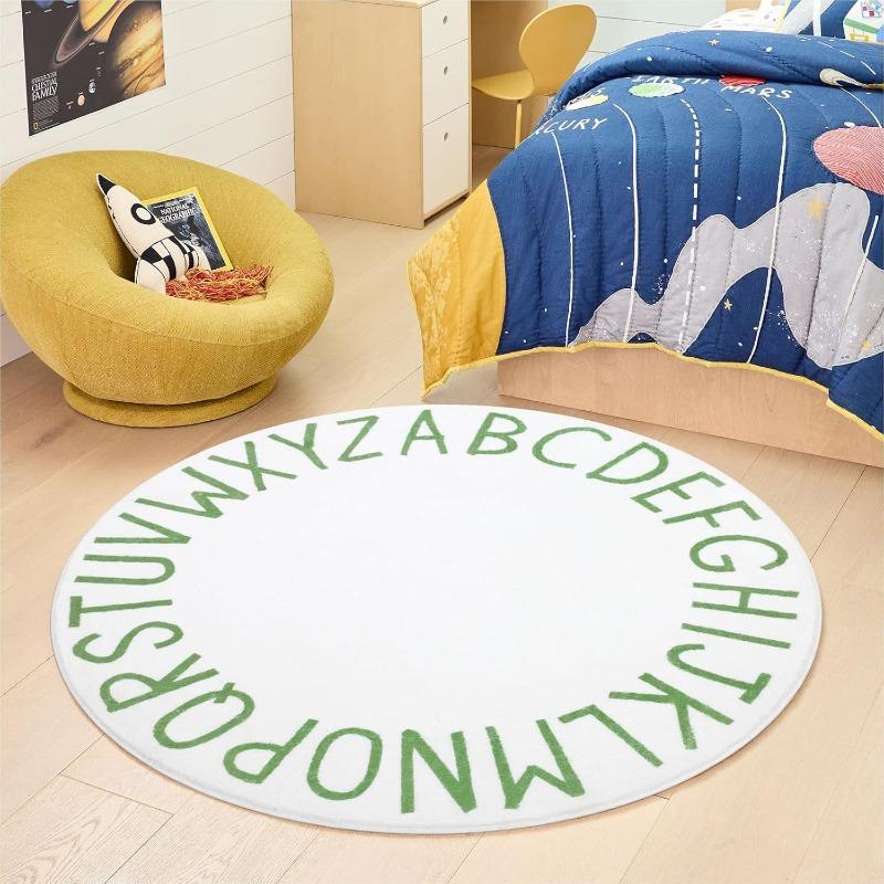 1pcs Nordic Style Round Minimalist Carpet Non-Slip Floor Mat for Living Room Bedroom & Bedside Soft Home Decor Circular Area Rug