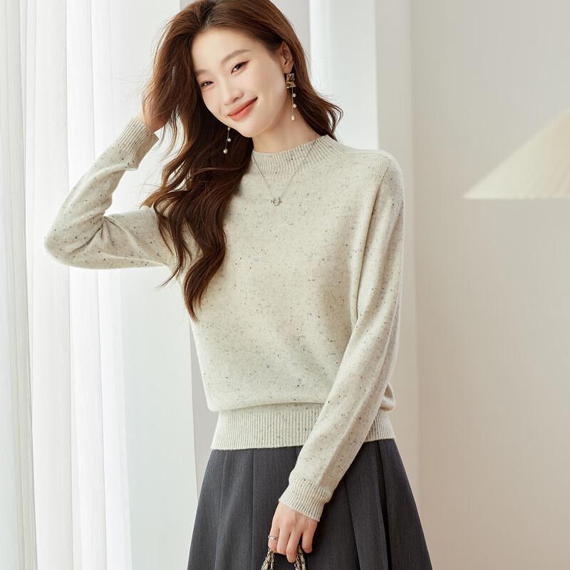 Srcr Women's Half-High Collar Marled Wool Sweater