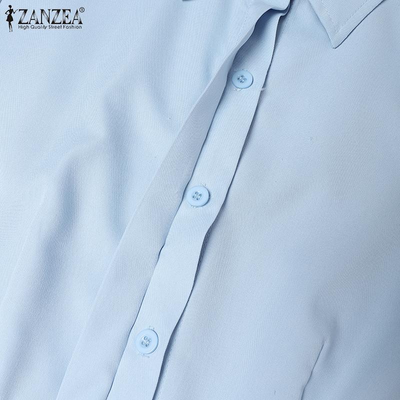 ZANZEA Rochie lejeră cu mânecă scurtă, cu guler răsturnat