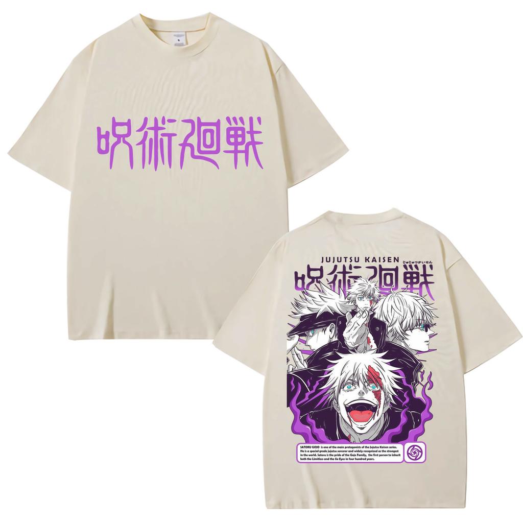 Japanischer Anime Jujutsu Kaisen Gojo Satoru T-Shirts Unisex Damen Harajuku Mode Unisexga T-Shirt Übergroß Baumwolle Y2k Sommer T-Shirt
