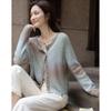 Demana Women's Fluffy Lambswool Blend Gradient Knit Cardigan