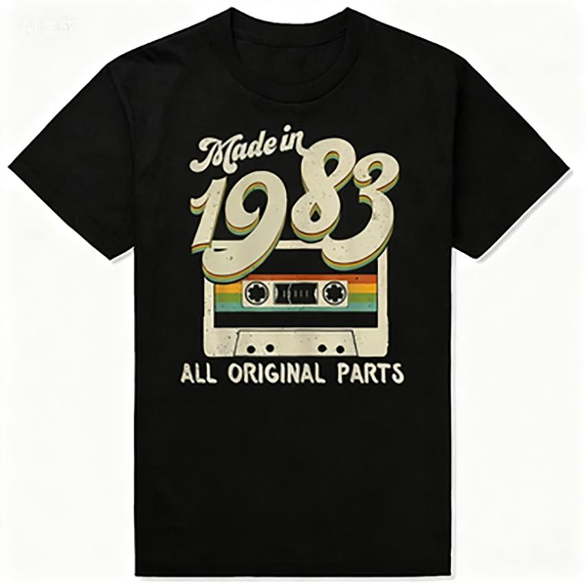 Vintage Made in 1983Edition  Birthday Gift T-Shirt Women Retro Casual Short Sleeve