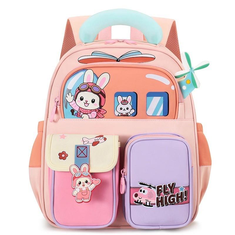 Kids Backpack Preschool Kindergarten Lightweight Dual-Shoulder Bag With Air-Padded Straps Breathable Nylon Cute Cartoon
