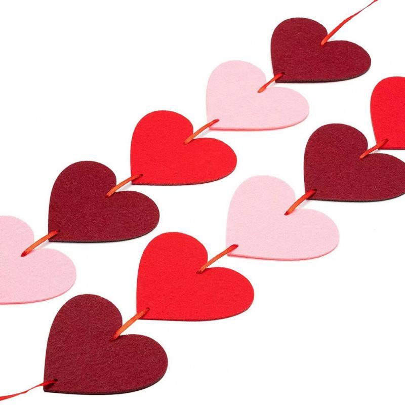 Felt Heart-Shaped Hanging Decoration, Love Banner, Suspended Red Heart, Birthday Party, Wedding, Valentine's Day Decorations