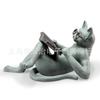 Neue Gartenskulptur Lesende Literatur Katze Harz Handwerk Heimdekoration Ornament Statue