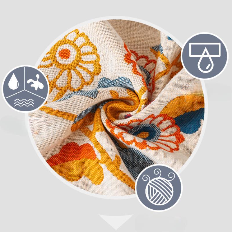 90 X180cm Absorbent Quick Drying Floral Large Bath Towels 4 Layer Gauze Towel Cotton Blanket Boho Jacquard Air Conditioning Thin Comforter Blanket 1pc