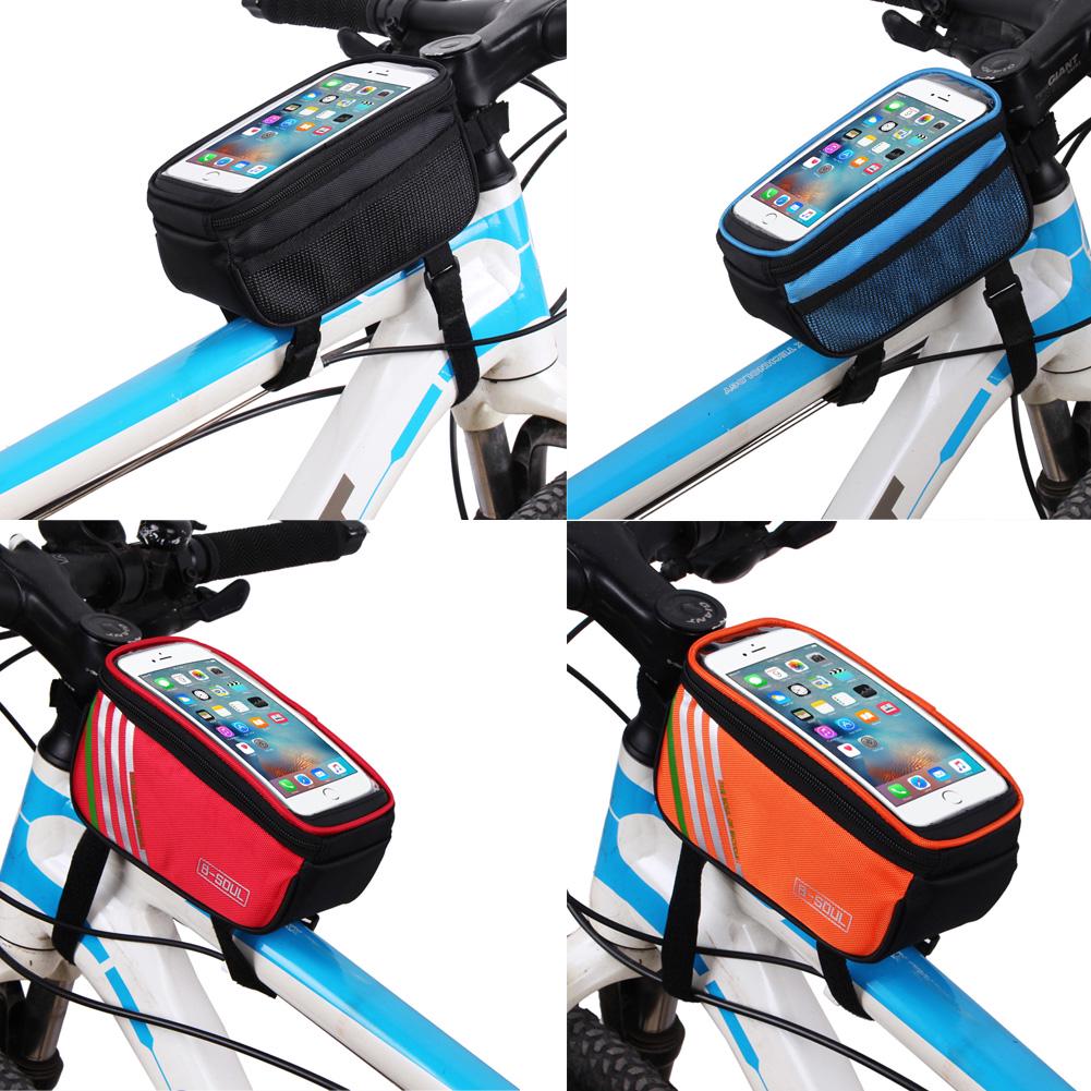 Rainproof Bicycle Bag Frame Front Top Tube Cycling Bag Reflective 6.5in Phone Case Touchscreen Bag MTB Bike Accessories