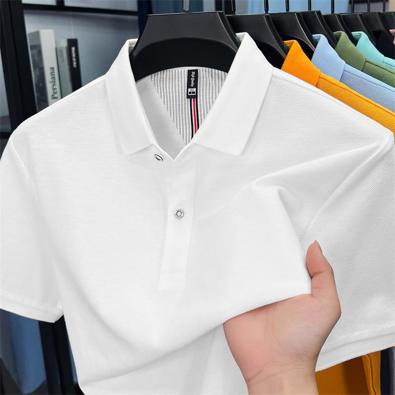 100% Cotton Short Sleeve Polo Shirt Comfortable Lightweight High-End Brand Fashionable Simple Summer Men'S Casual Lapel T-Shirt