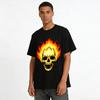 Flaming Skull Print Men's Street Style Casual Short Sleeve T-Shirt Pure cotton T-shirt