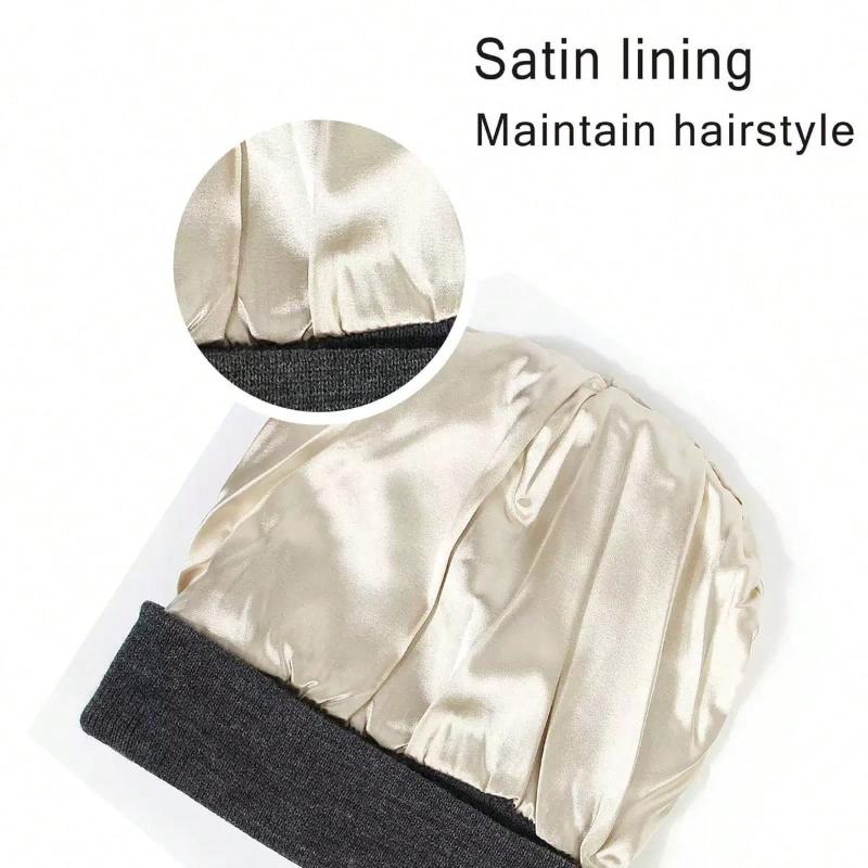 Women'S Silky Satin Beanie -Anti-Static, No Frizz, KnitCap for Winter Warmth