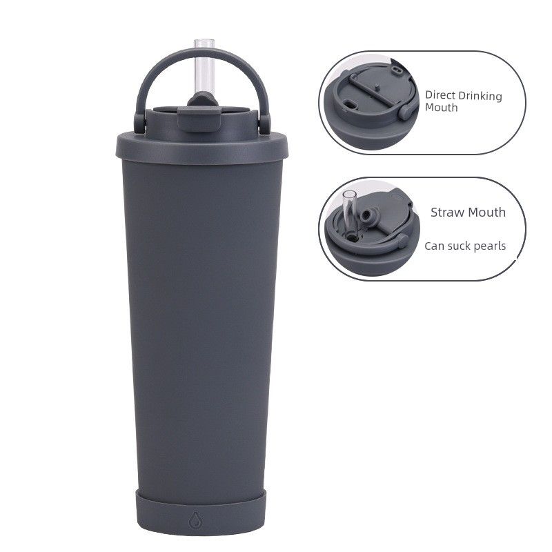 2024 New Model 830ml Large Capacity Thermos Cup with Convenient Handle, Dual Drinking Cup, Large Hole Straw Cup