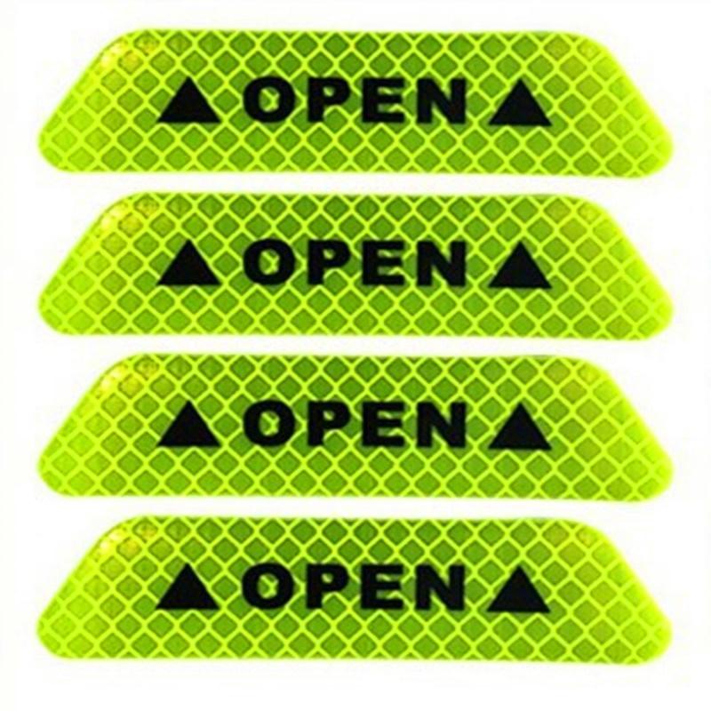 4Pcs Universal Warning Mark Reflective Tape Car Door Sticker Decals Vehicle Safety Night Reflector
