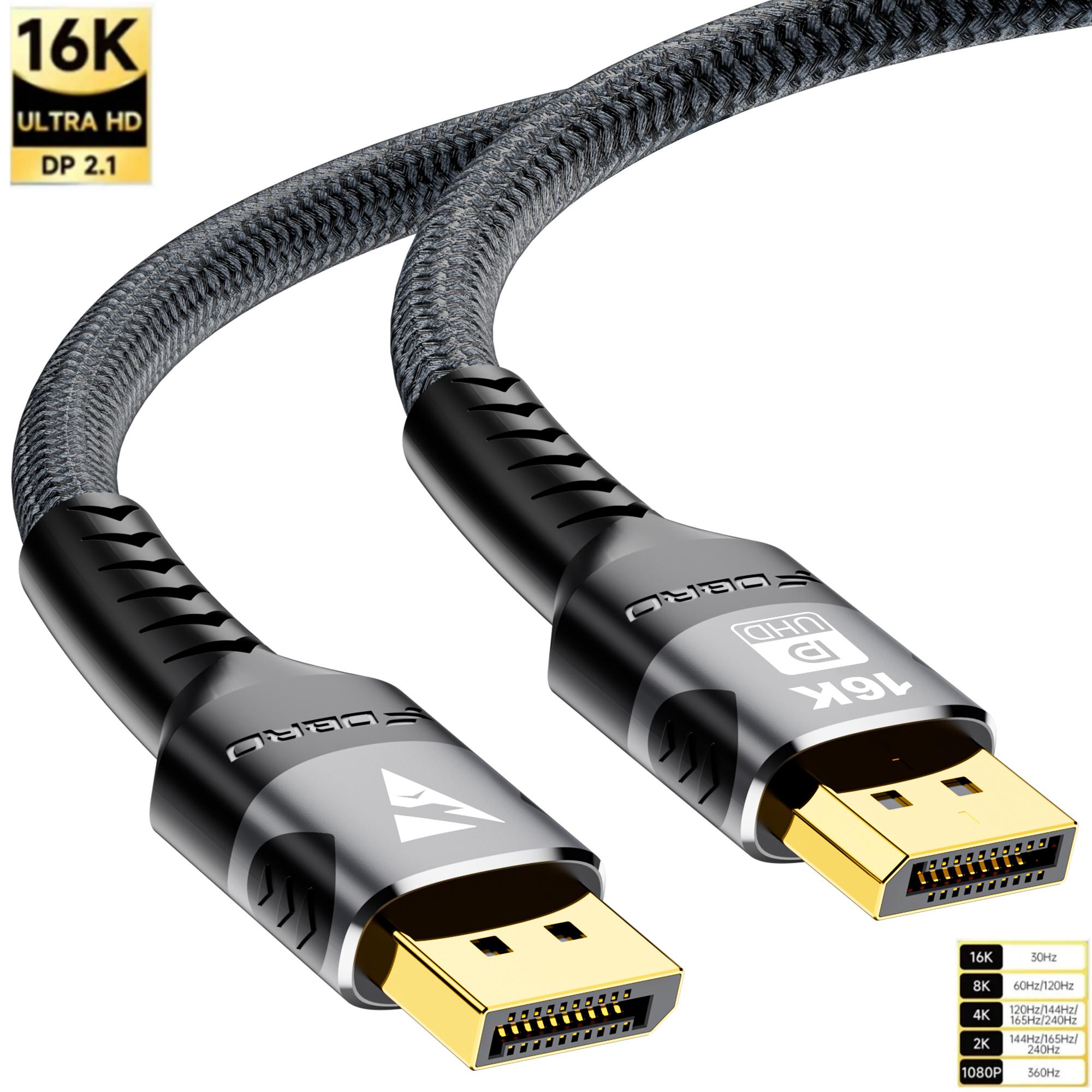 

16K DP Cable 8K@120Hz/60Hz 4K@240Hz 80Gbps Displayport 2.1 HDR Video Audio Cable for Laptop Xbox Projector Gaming Monitor 3M