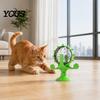 Rotating Cat Food Dispenser Windmill Treat Dispenser, Interactive Toy, Suction Fun Feeder Cup Puzzle for Indoor Cats Solo Play, Mental