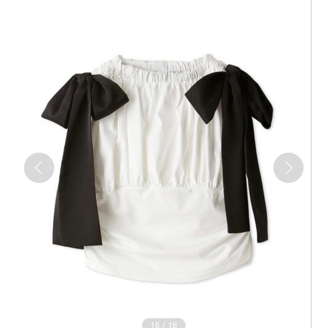 [Anonymous delivery] Good condition LILY BROWN shoulder ribbon pullover white