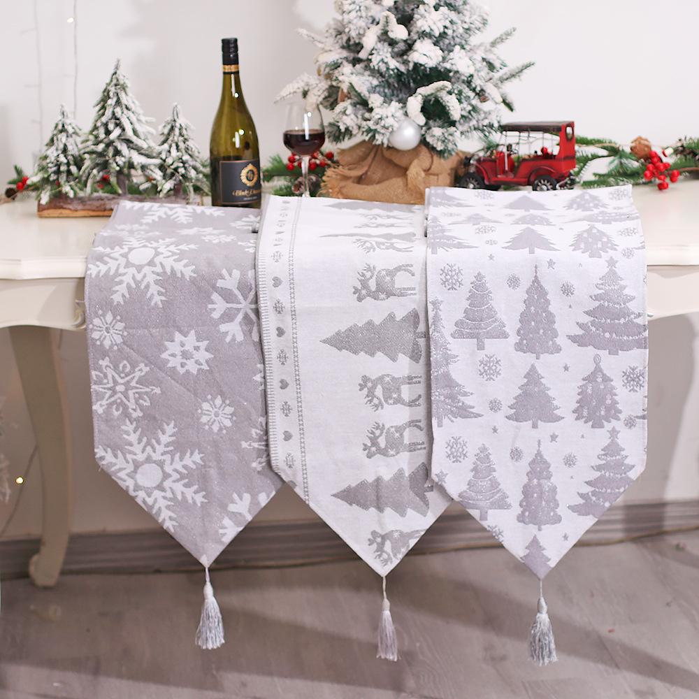 Mingguan Weihnachts-Tischläufer mit Quaste aus Strick – dekorative Isolier-Tischdecke für die Küche