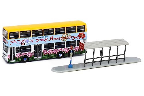 Tiny City 1/110 Leyland Olympian CMB 11м Юбилейный двухэтажный автобус к 60-летию с автобусной остановкой (ФВ6607)