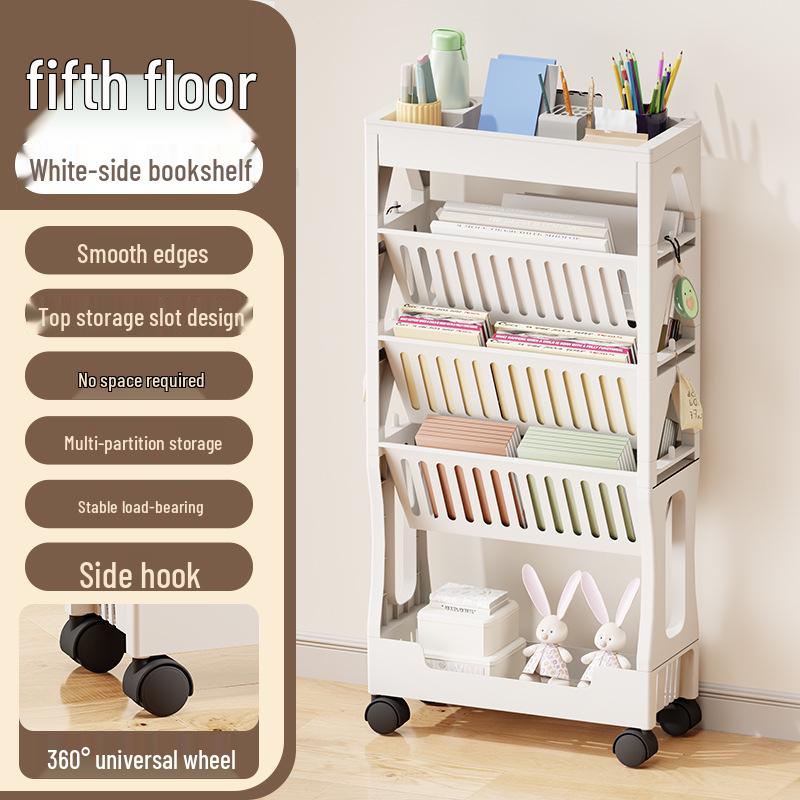 Universal Wheel Floor Storage Rack & Movable Bookshelf for Classroom or Table Side