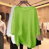 2026 Spring and Autumn New Avocado Green Long Sleeve T-Shirt for Women, Loose Fit, Pure Cotton, Mid-Length Base Layer Top