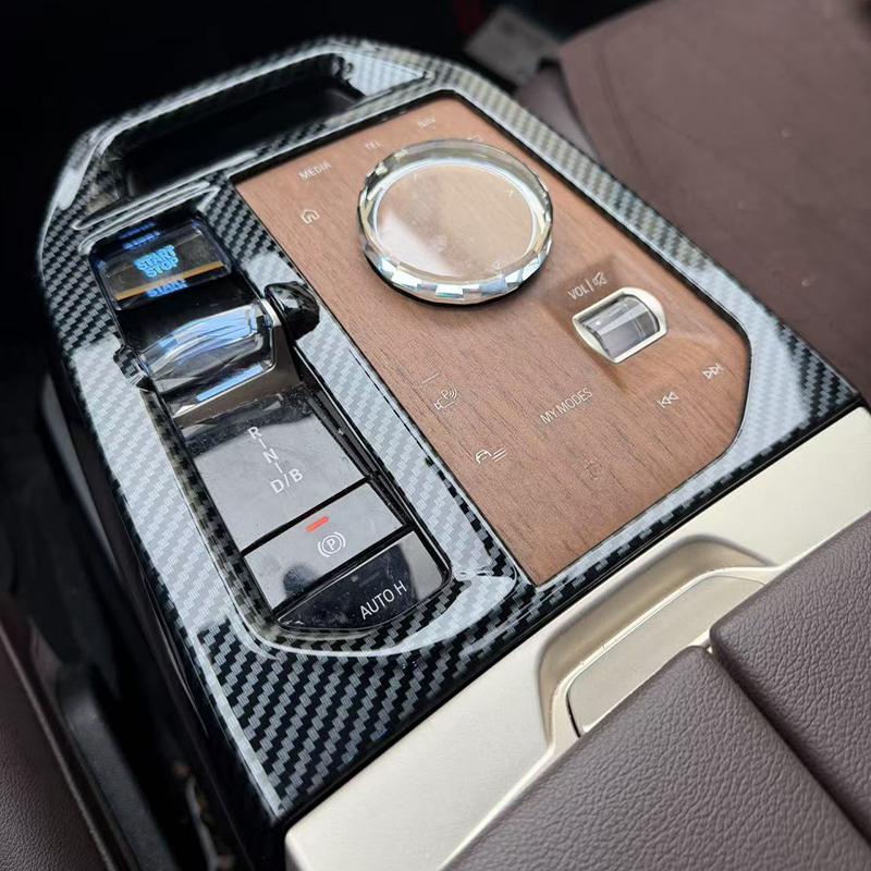 For BMW IX 2024 2025 2026 I20 Carbon Fiber Style Gear Panel Cover Trim Car Accessories