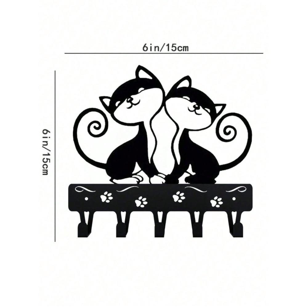 Gancio da Parete in Ferro Appendi Chiavi Design Gatti Neri Scaffale Portaoggetti per Decorazione Casa Regalo di Halloween Natale