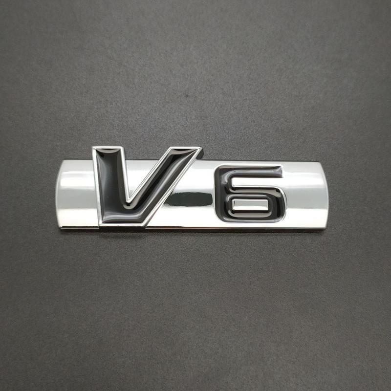 ZZTZZ 3D Metall V6 Motor Display Bilklistermärke Emblem Märke V6 Emblem 3D Märke Lastbilsnamnskylt Klistermärke Dekal Ersättning