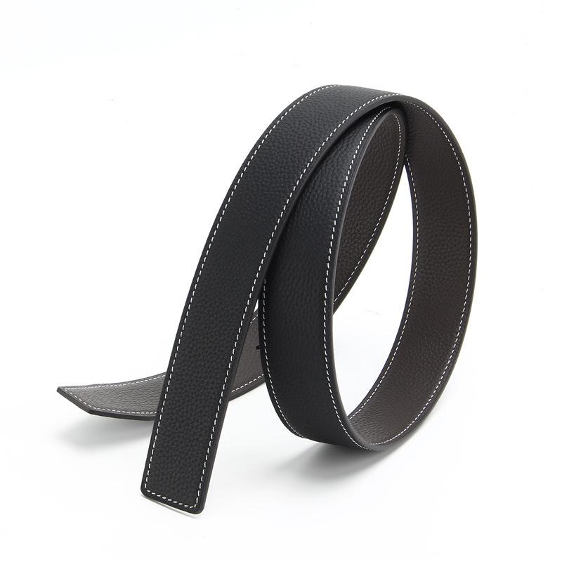 Double Sided Top-layer Lychee Pattern Belt Strip for Men's Pin Buckle Plate Buckle Belt Body Cowhide Car White Line Belt Belt