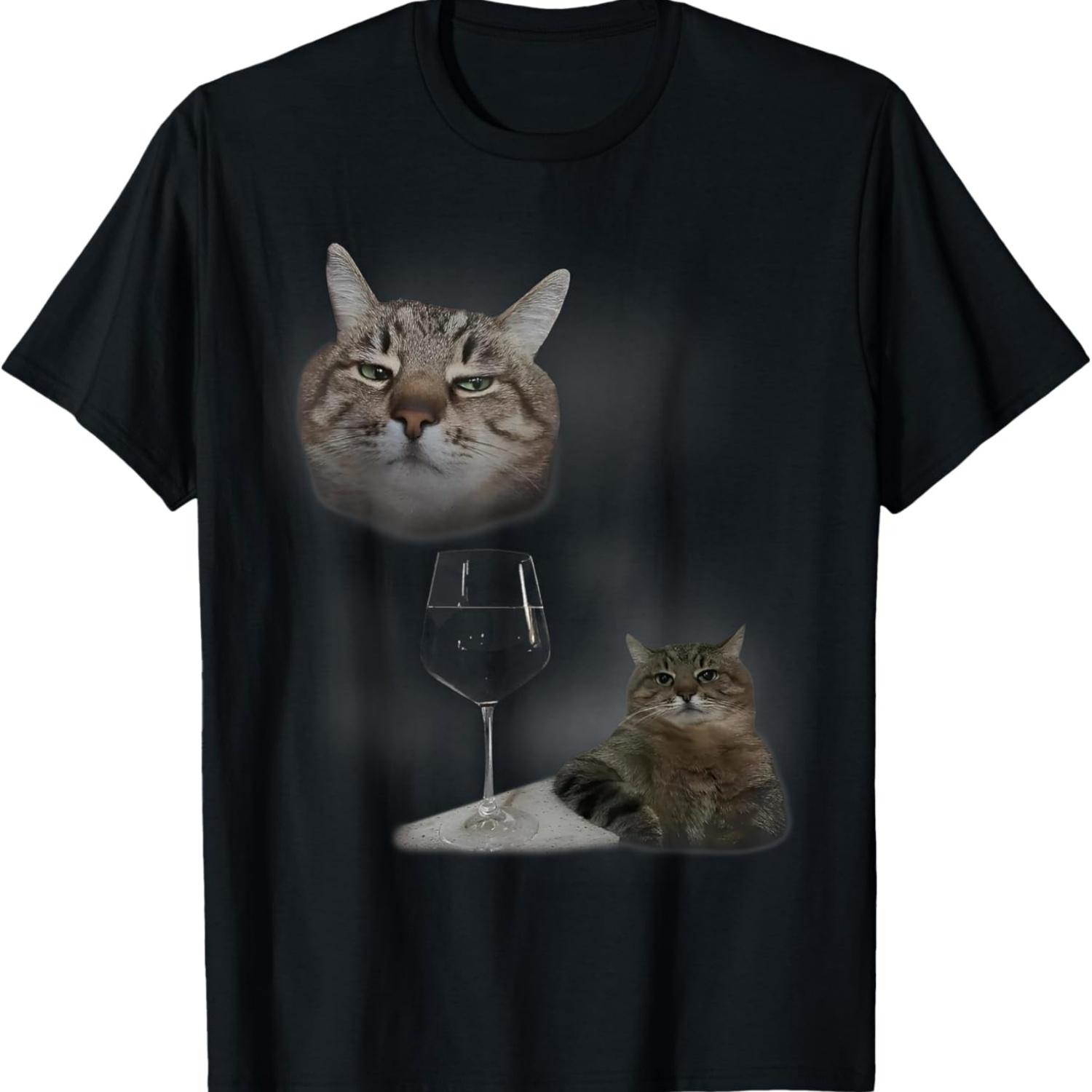 

Funny Cat And Wine Art Cats Drinking Oddly Specific Meme T-Shirt for Men Women S чёрный
