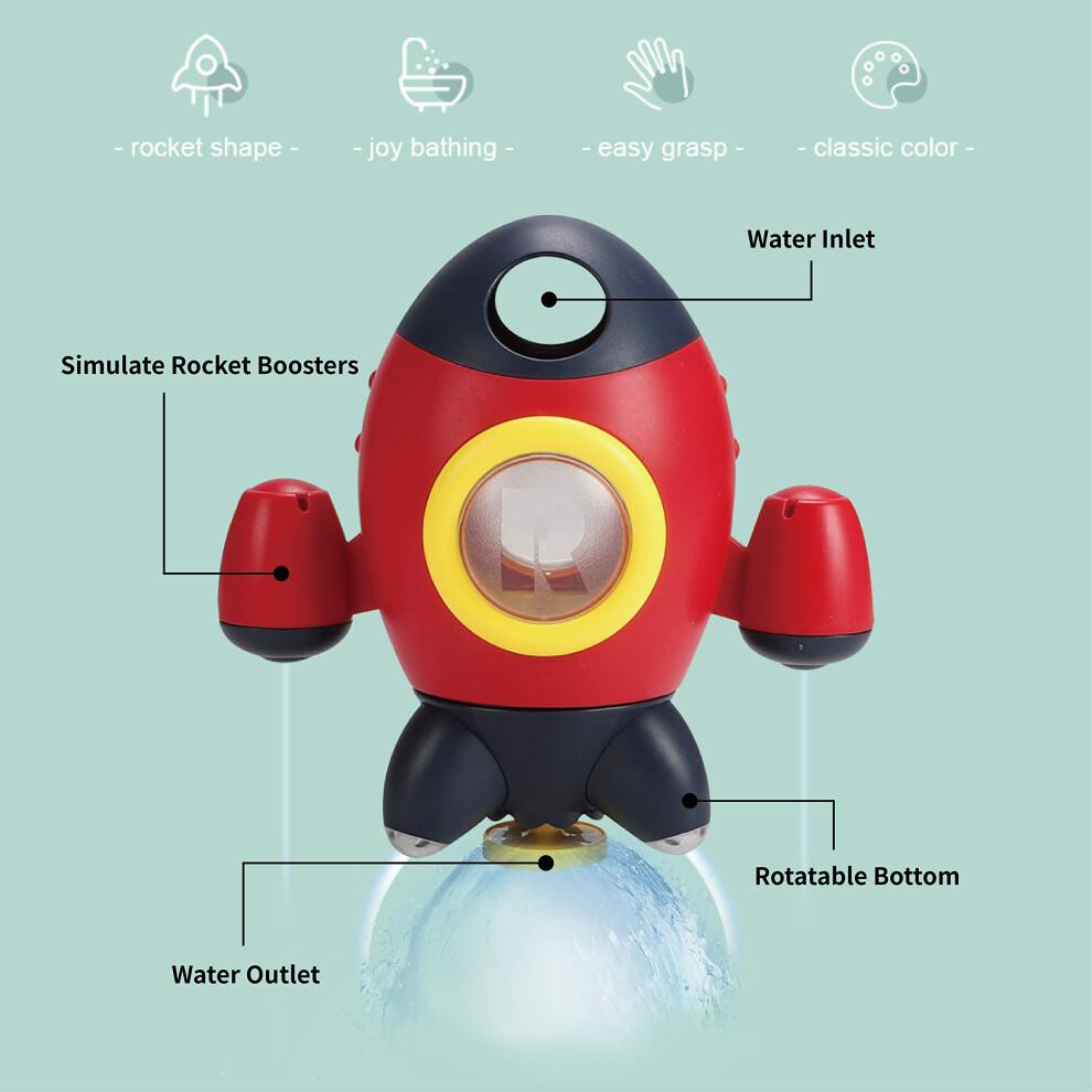 Bath Toys for Toddlers with Dunk and Launch Rocket, Rotating Dome Fountain and Water Spray