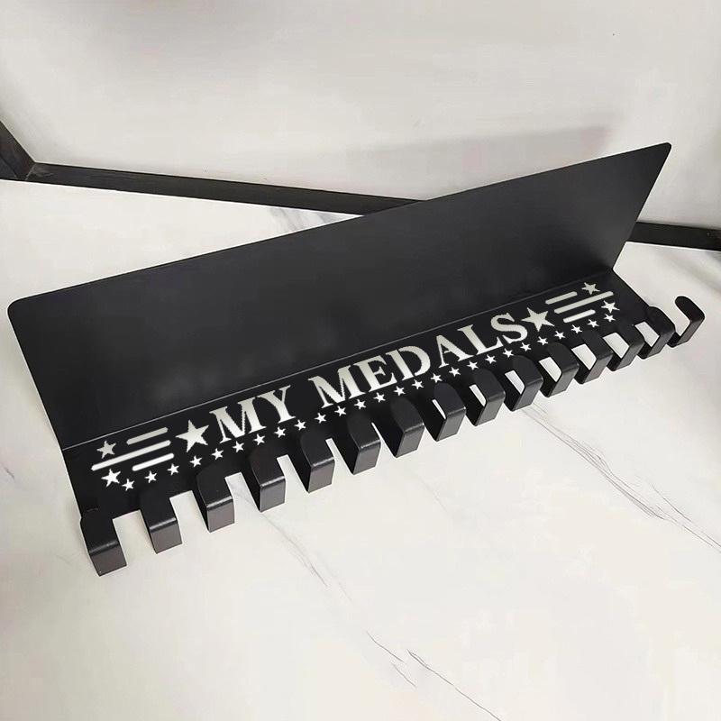 Heavy-Duty Metal Awards Trophy Display Stand Medal Hooks Wall Mount Organizer Medal Storage Holder Display Home Office Decor