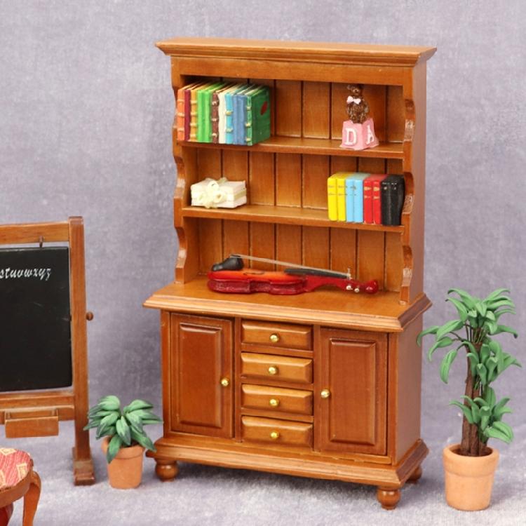 Portable 1 12 Scale Miniature Sturdy Wood Bookcase Dollhouses Furniture Three Layers Display Decoration for Kids