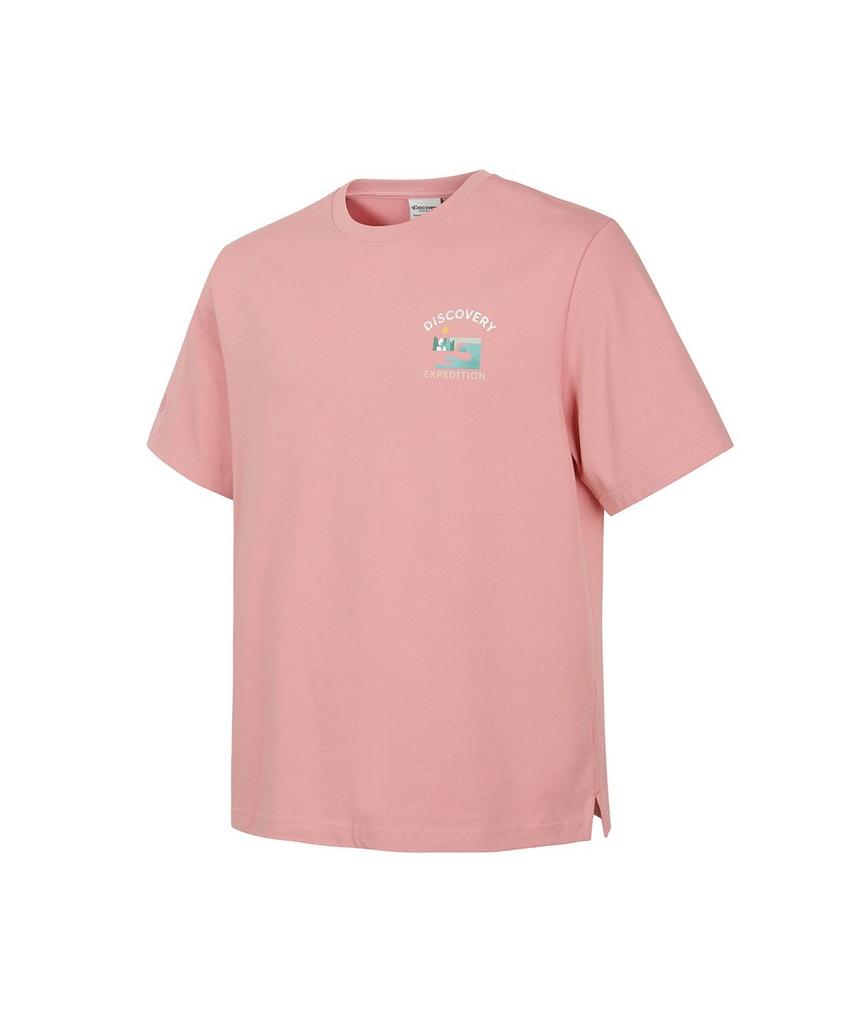 DISCOVERY EXPEDITION Unis Small Lake Graphic Short Sleeve T-Shirt (Peach)