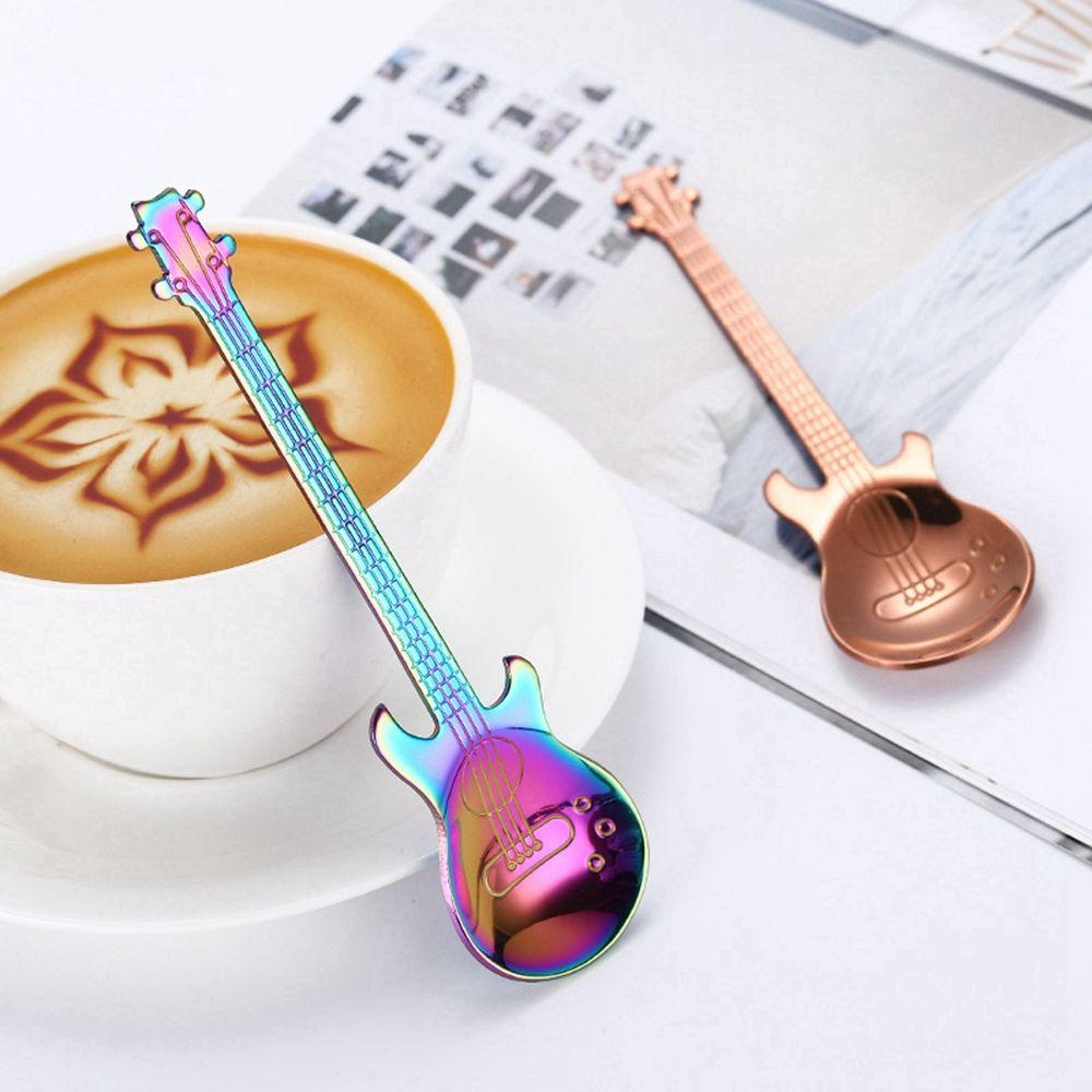 Dessert Ice Cream Guitar Shaped Tableware Stirring Drinking Tool Teaspoon Flatware Coffee Spoon