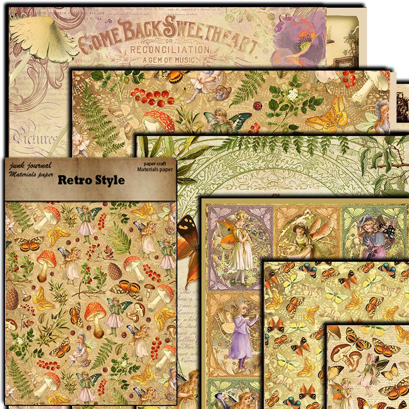 Retro Plant Sprite Pattern Journal Decoration Paper - 6 Sheets
