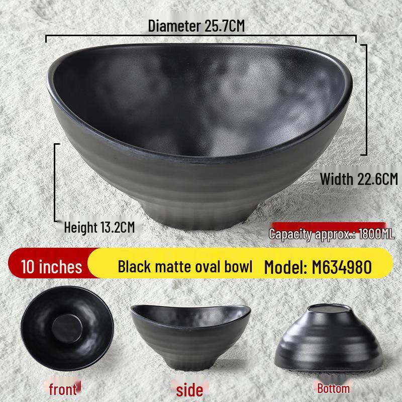 Melamine Black Matte Wide Mouth Noodle Bowl - Drop-Resistant, Perfect for Ramen, Luosifen, Mala Tang