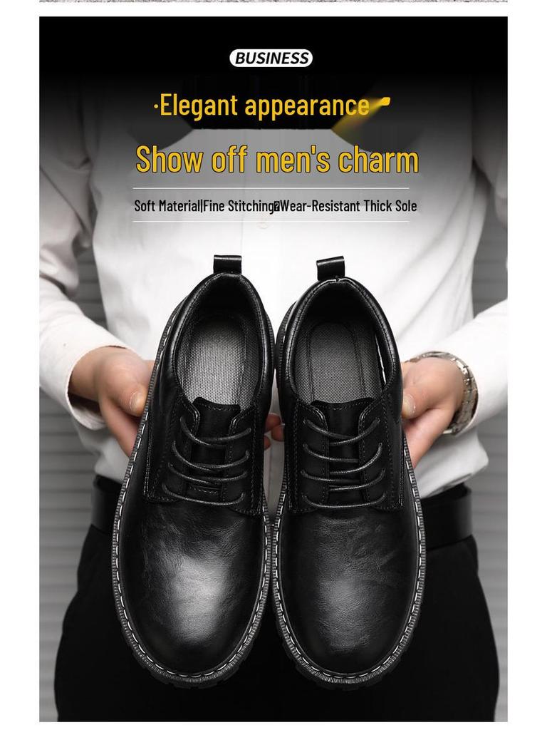 Herren Vielseitige Wasserdichte Schwarze Lederschuhe - Casual, Koch und Arbeitsstil, Koreanisches Martin-Design