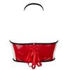 JYL TS PU leather neck hanging black, white, and red color patchwork chest support sexy top