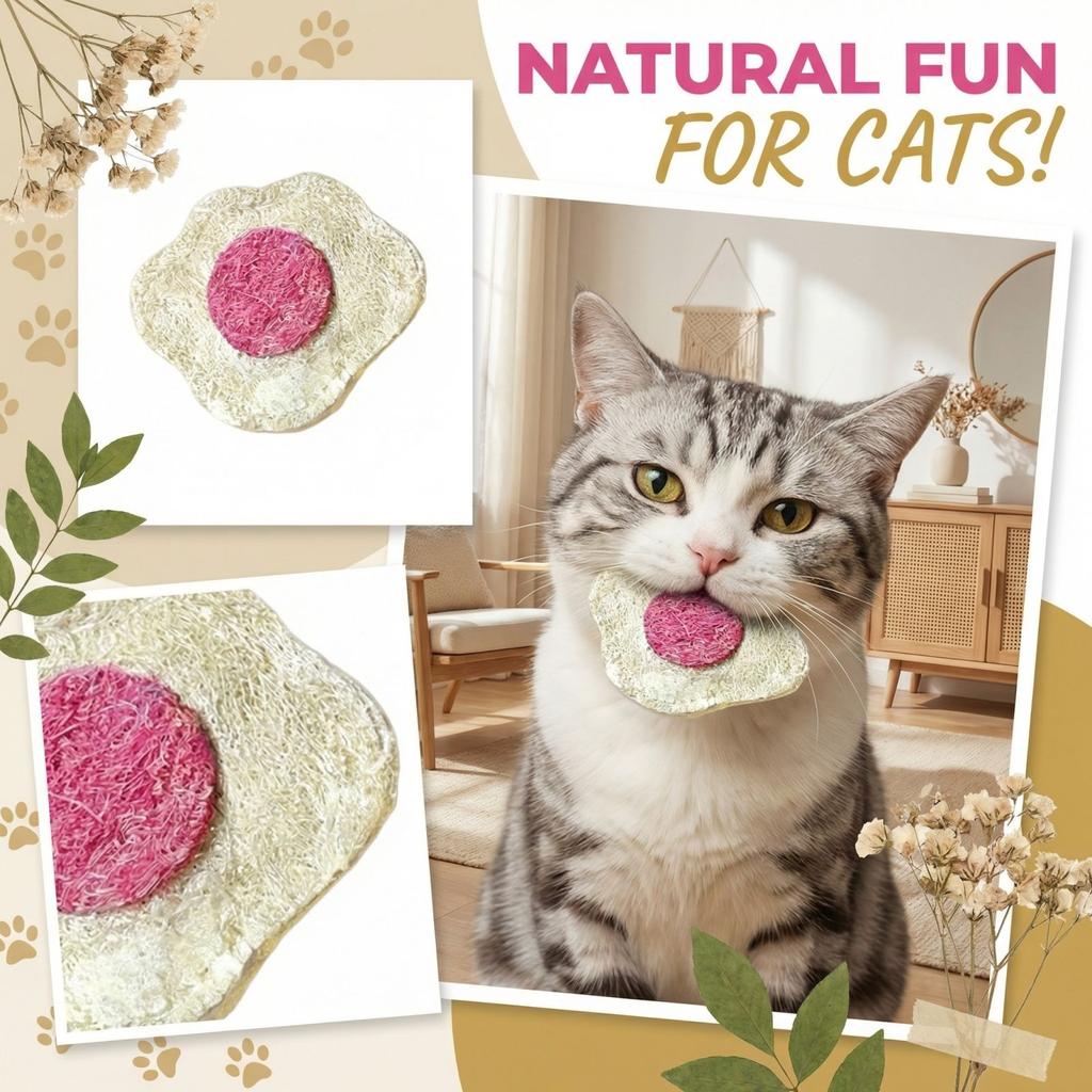 Natural Loofah Cat Toy for Scratching and Chewing Durable Pet Self-Entertainment Interactive Catnip Toy for Dental Health and Play