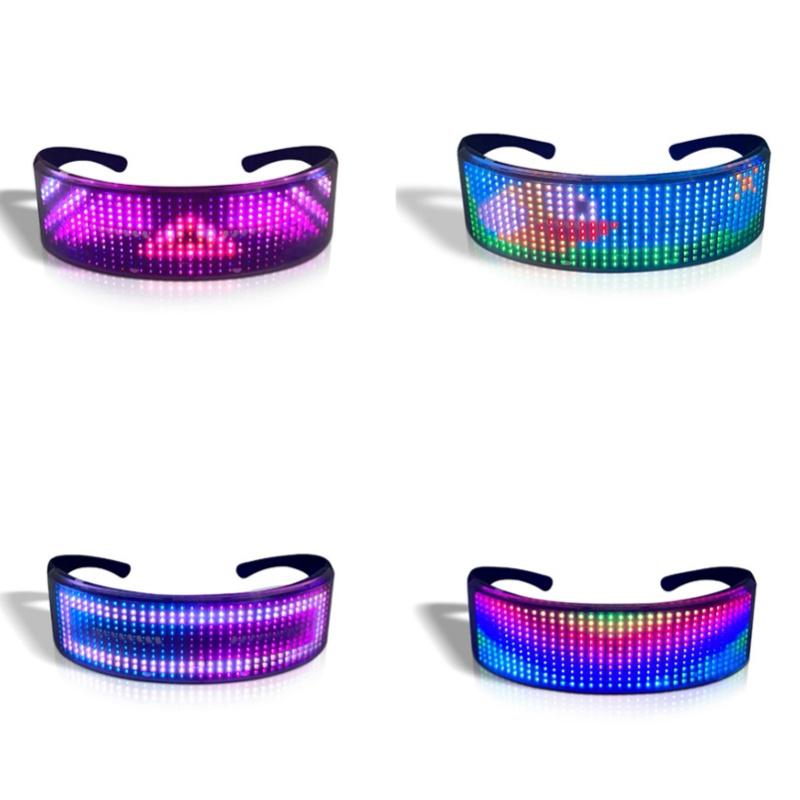 Black LED Glowing Glasses APP Control USB Charging MultiColor Glasses For Party Birthday Bar