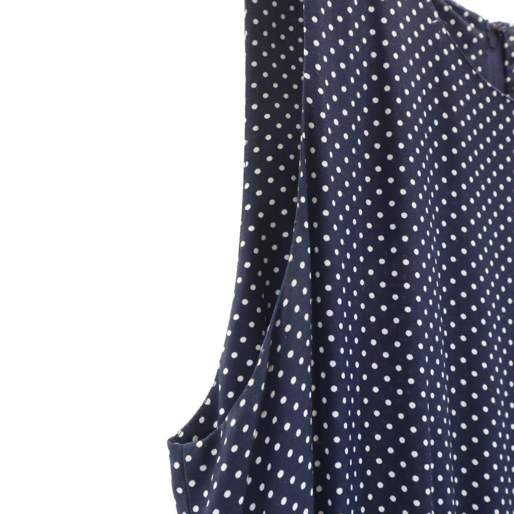 Brooks Brothers 90s Old Dot Pattern No Sleeve One Piece 6 Navy Polka Dot Women Used