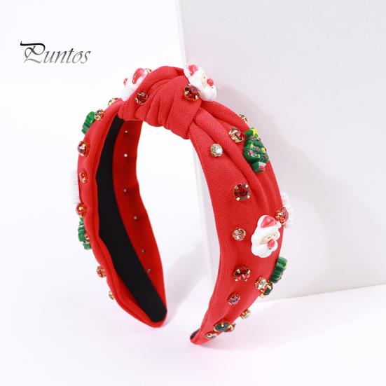 Vánoční čelenka Dámská čelenka s mini kamínky na vánoční stromeček Lehká slavnostní čelenka do vlasů pro večírky