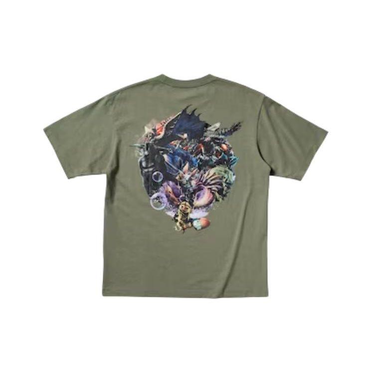 Uniqlo X Kosuke Kawamura X Capcom Collaboration SS24 Monster Hunter Back Print Short Sleeve T-Shirt Unisex T-Shirt Olive 472182-56