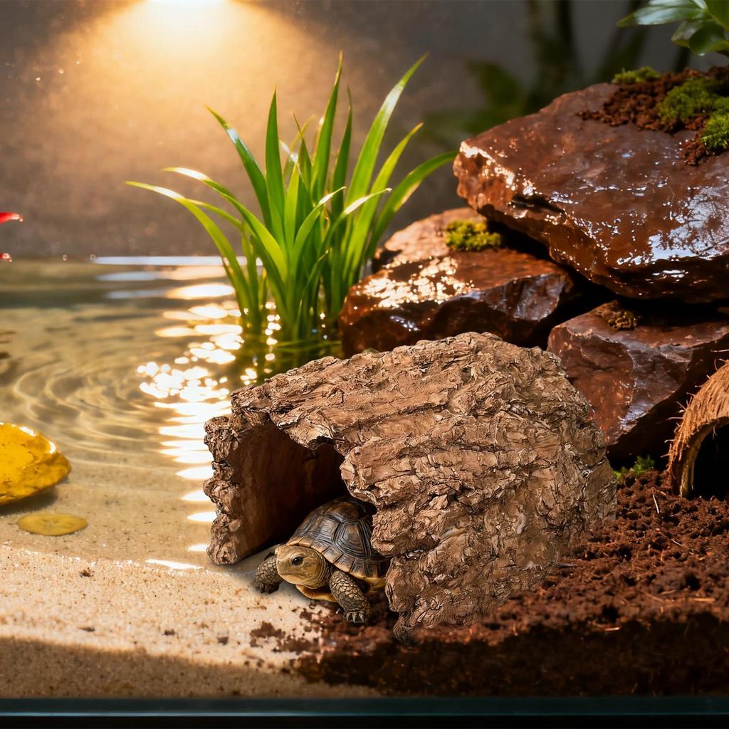 Gecko Hides Resin Shelter Cave Turtle Resting Terrace For Bearded Dragon Leopard Turtle Frog Geckos Reptiles Amphibians Aquarium