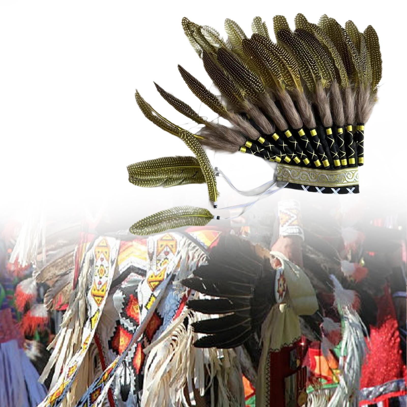 

Индейский головной убор из перьев Декоративные маскарадные реквизиты Легкий жёлтый